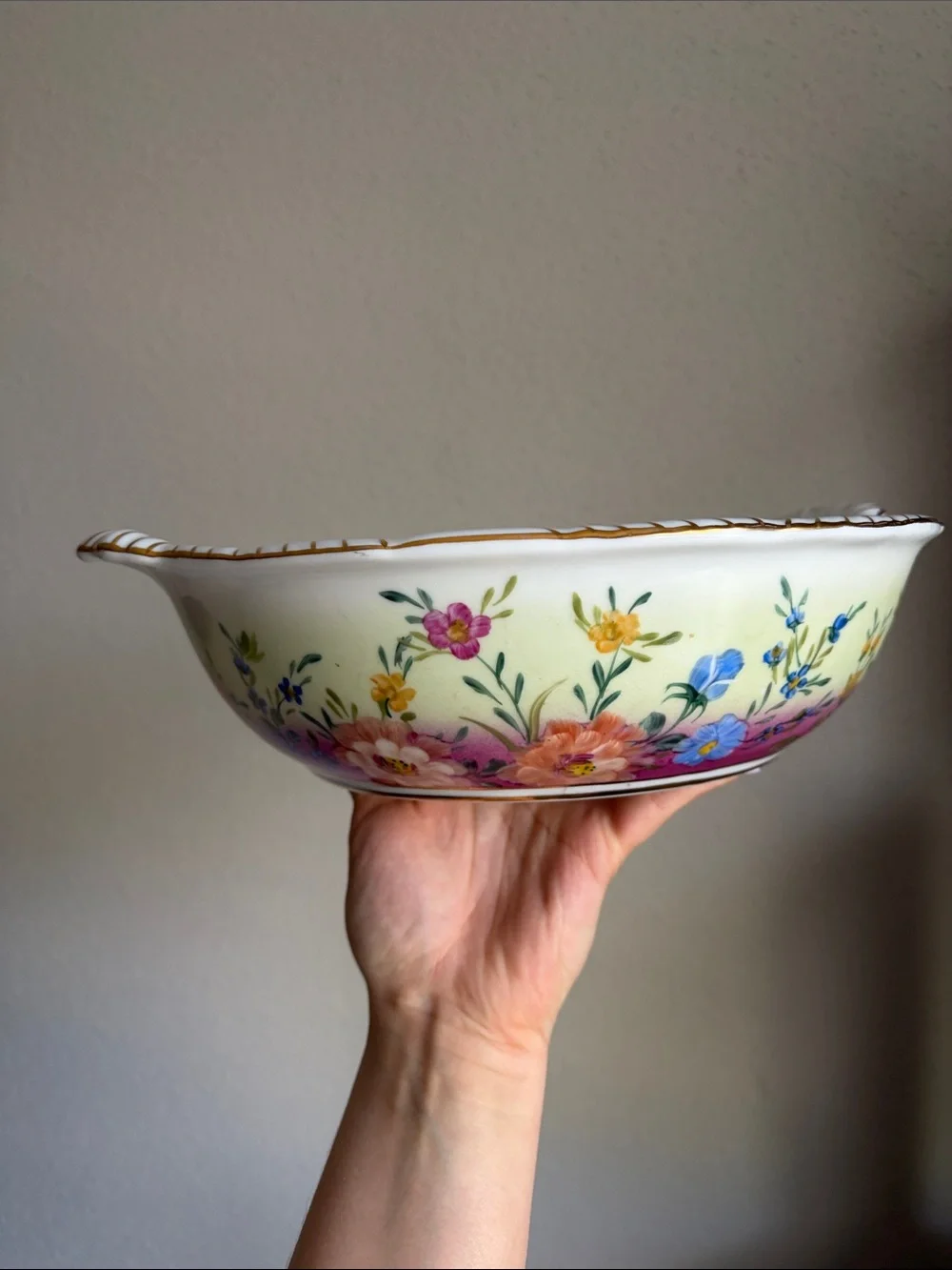 Limoges French Antique Hand Painted and Gilded Handed 10” Serving Bowl - Picture 6 of 14